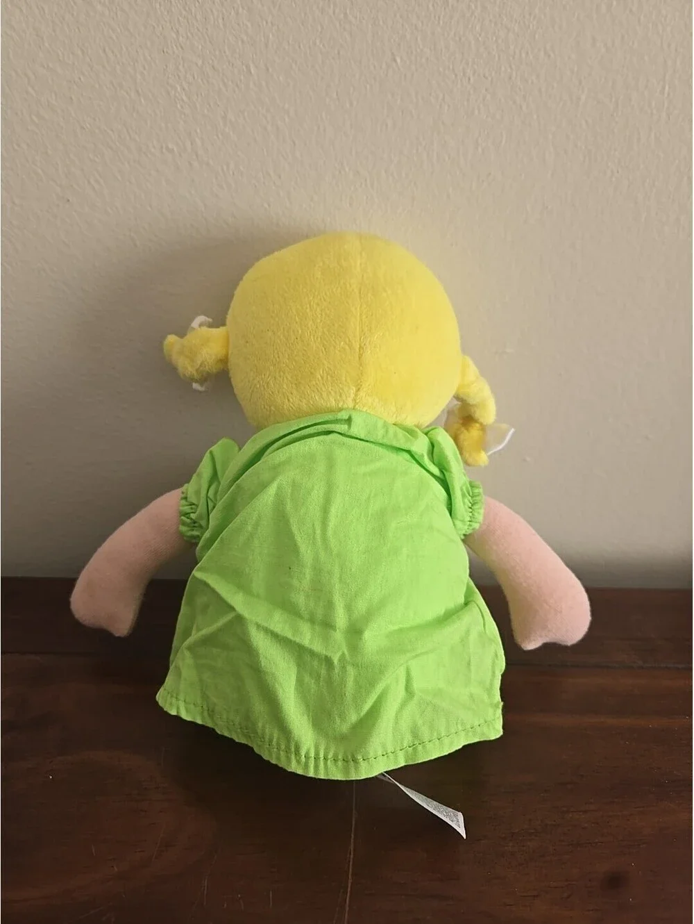 Carters’s Baby Doll Plush Green Dress stripes yellow flowers shoes blonde Lovey